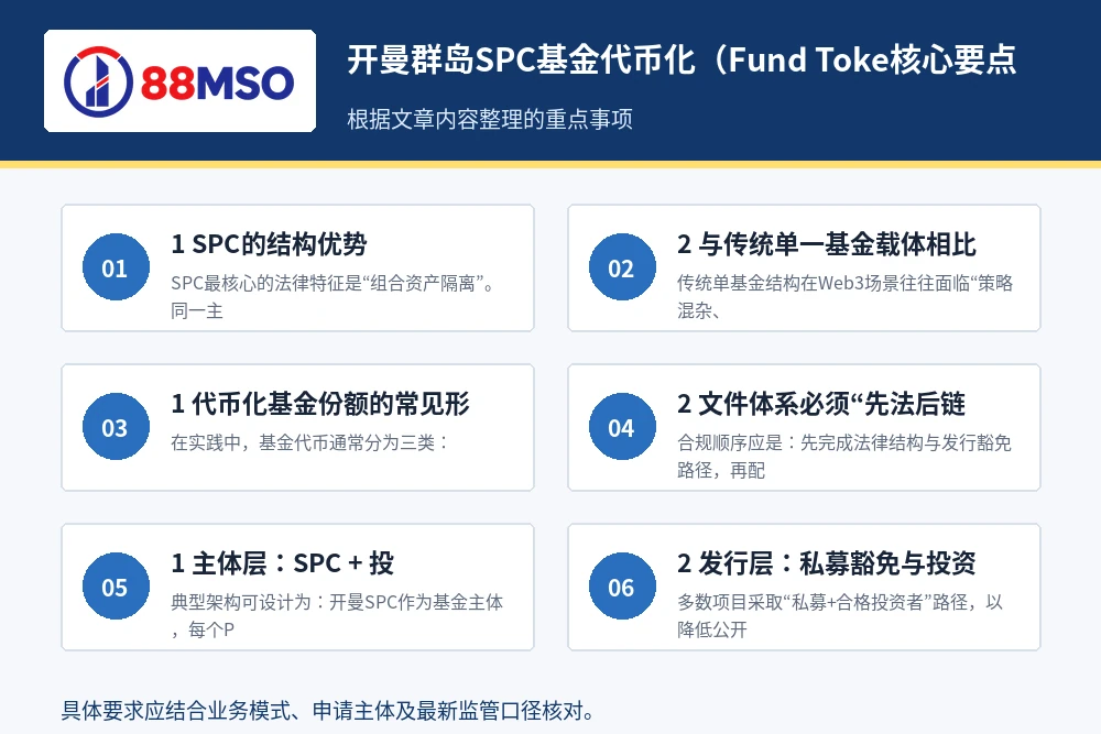 cayman spc tokenization guide key points 开曼群岛SPC基金代币化(Fund Toke核心要点。