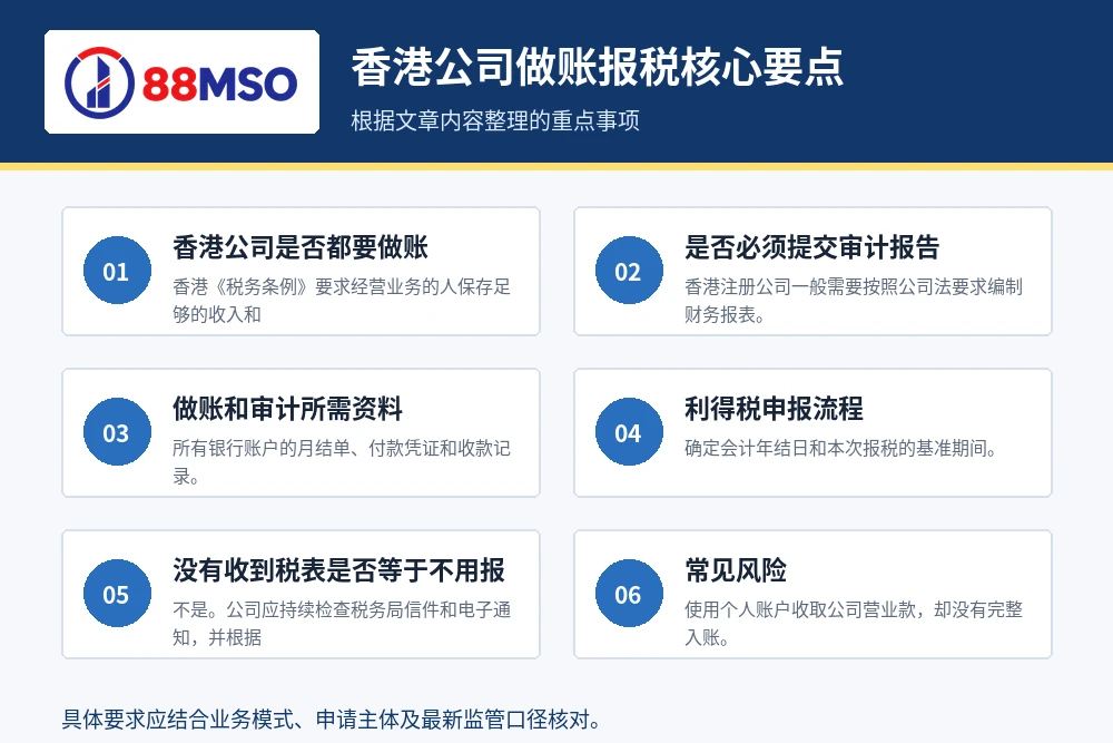 hong kong accounting tax audit key points 香港公司做账报税核心要点。