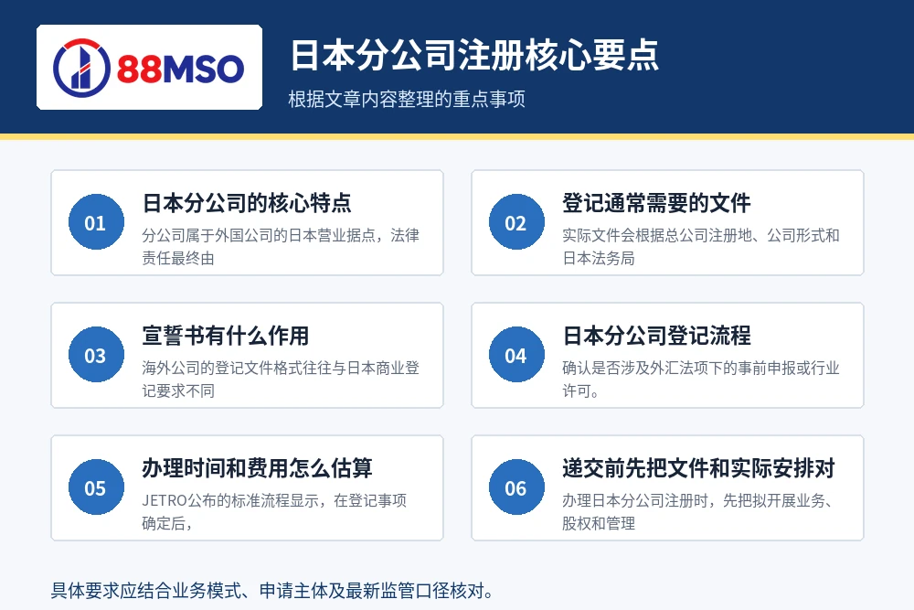 japan branch registration key points 日本分公司注册核心要点。