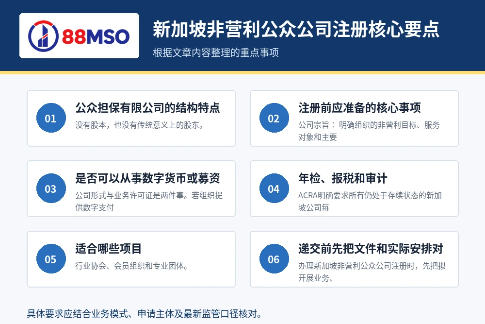 singapore nonprofit public company key points 新加坡非营利公众公司注册核心要点。