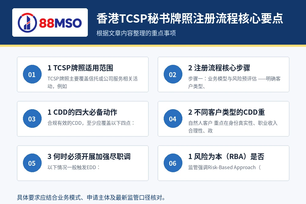 香港TCSP秘书牌照注册流程核心要点。